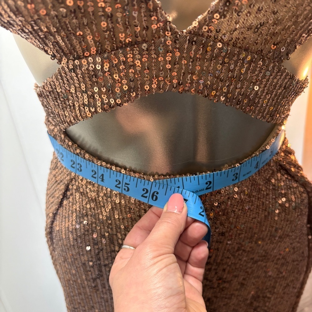 Fashion Nova Bronze Sequin Grad Dress - Picture 12 of 16